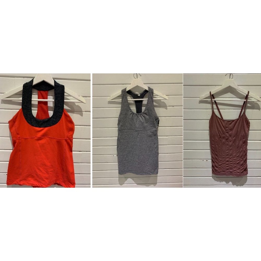 Lululemon Lot of 3 Women's Size 8 Medium athletic Tank Tops W/ Built In Bra